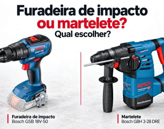 Comparativo entre furadeira de impacto Bosch GSB 18V-50 e martelete Bosch GBH 3-28 DRE: qual escolher?