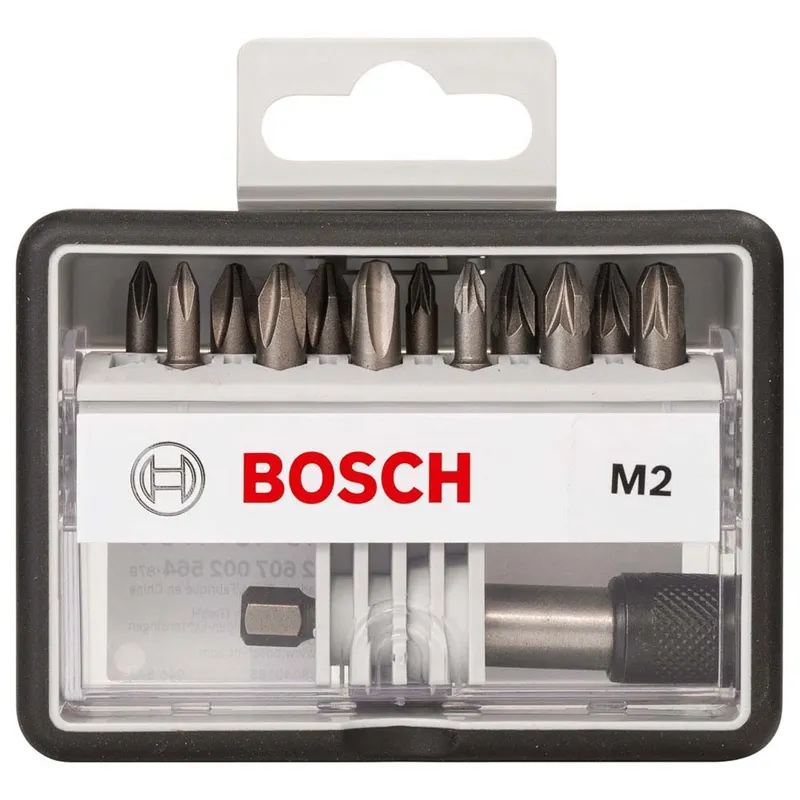 Estojo Bosch Robust Line M2 2607002564 com pontas Phillips e Pozidriv e porta-bits