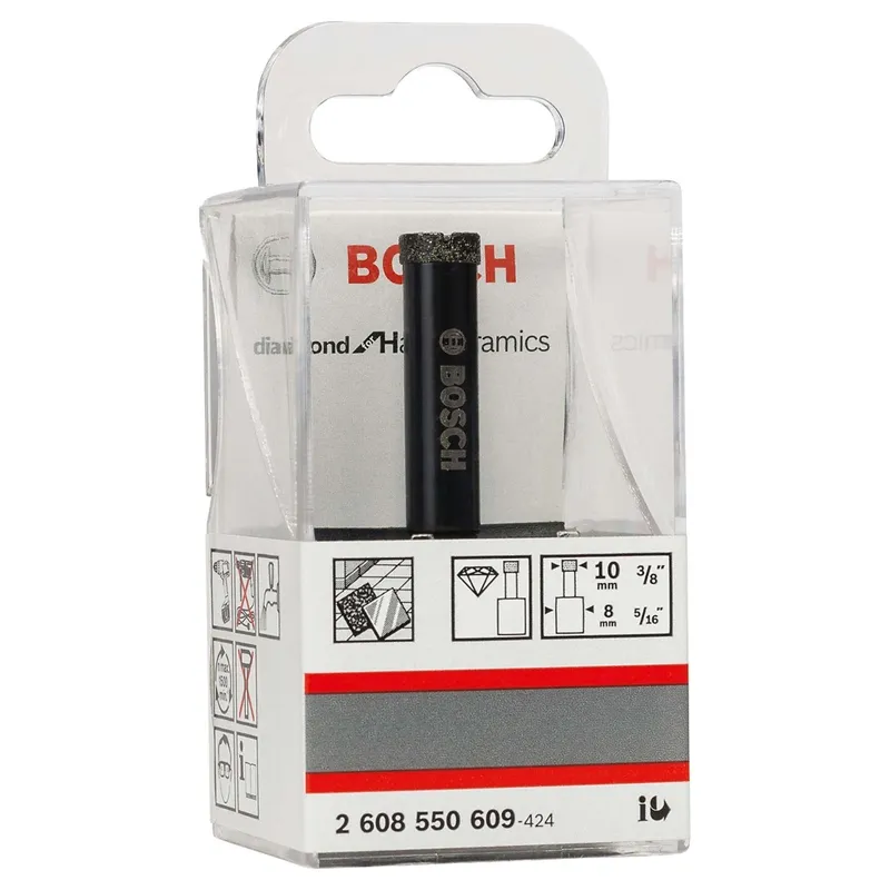 Embalagem da broca Bosch Diamond for Hard Ceramics com identificação de 10 mm e código 2 608 550 609.