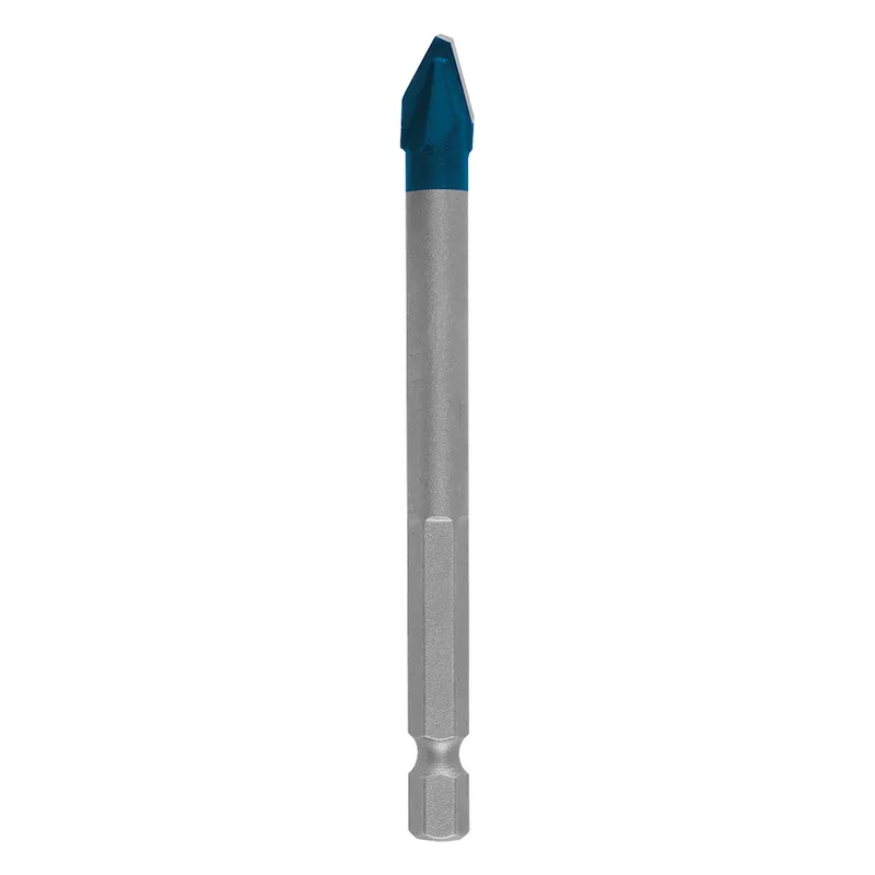 Broca Bosch EXPERT HEX-9 Hard Ceramic de 8 mm, com ponta azul de metal duro e haste hexagonal.