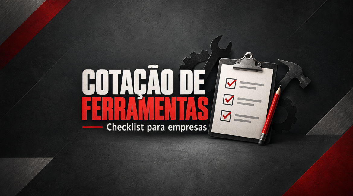 Ilustração editorial: cotação de ferramentas, checklist para empresas
