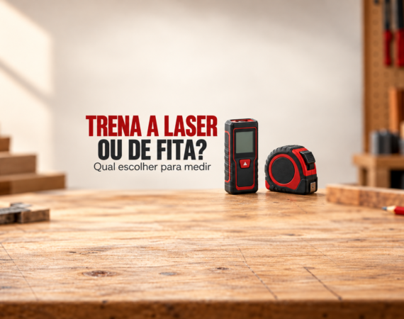 Trena a laser e trena de fita em ilustração editorial sobre a escolha de instrumentos de medição