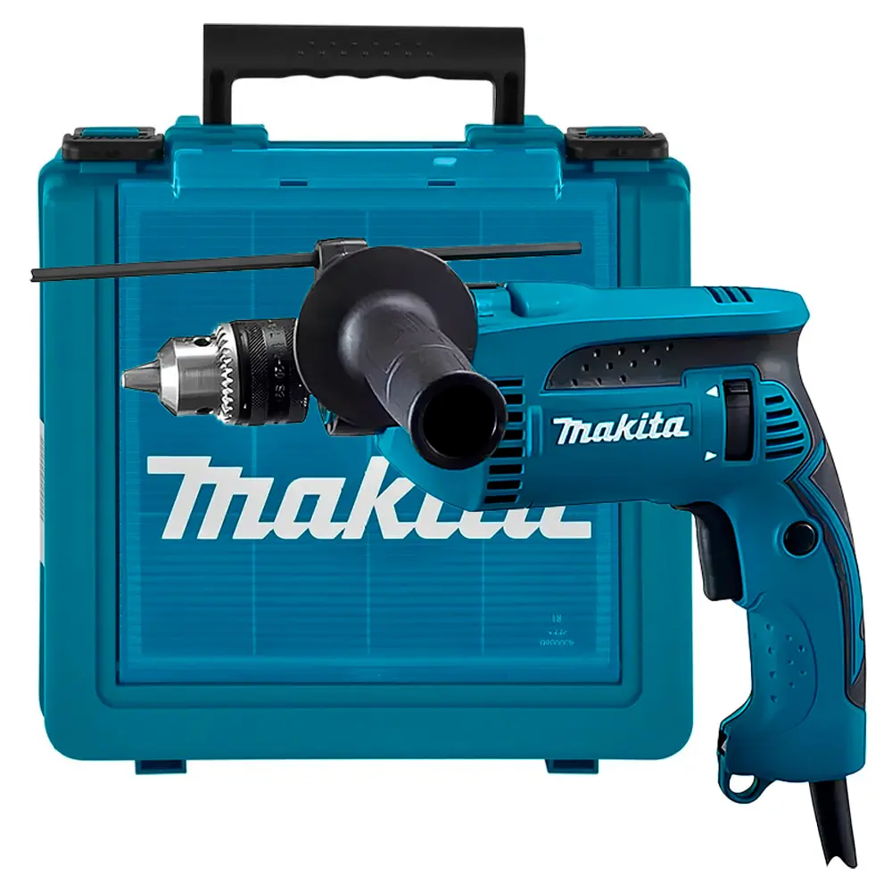 Furadeira de impacto Makita HP1640K com punho lateral e maleta