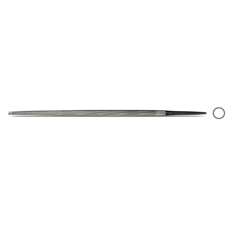 Lima mecânica redonda bastarda Starrett L105-106 e indicação da seção circular.