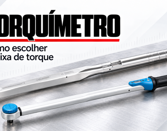 Ilustração editorial: dois torquímetros e o título Como escolher a faixa de torque.
